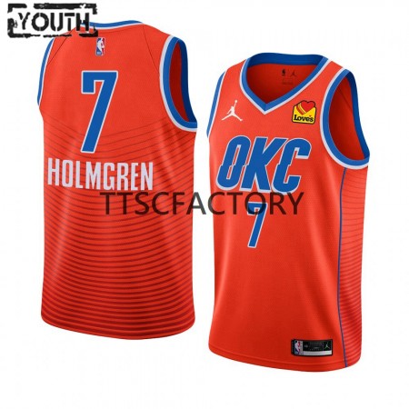 Maillot Basket Oklahoma City Thunder Chet Holmgren 7 Nike 2022-23 Statement Edition Orange Swingman - Enfant
